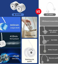 AirFrais Neck | Ventilateur portable et rétractable, compacte et élégant | 1600mAh, silencieux, USB - Air Frais