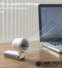 AirFrais Fold | Mini ventilateur pliable | 4000mAh, 180 Degrés, 5 vitesses, USB - Air Frais