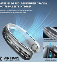 AirFrais | Ventilateur de cou silencieux et portable, rafraichissement instantané | 8000mAh, USB, LED - Air Frais