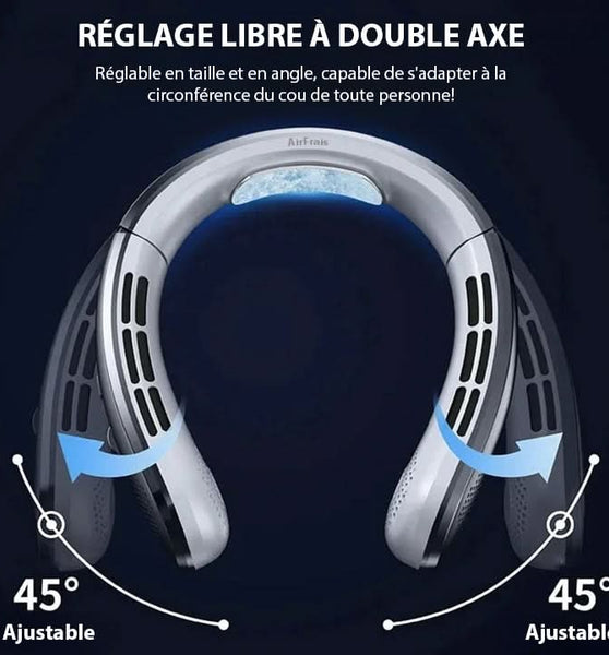 AirFrais | Ventilateur de cou silencieux et portable, rafraichissement instantané | 8000mAh, USB, LED