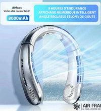 AirFrais | Ventilateur de cou silencieux et portable, rafraichissement instantané | 8000mAh, USB, LED